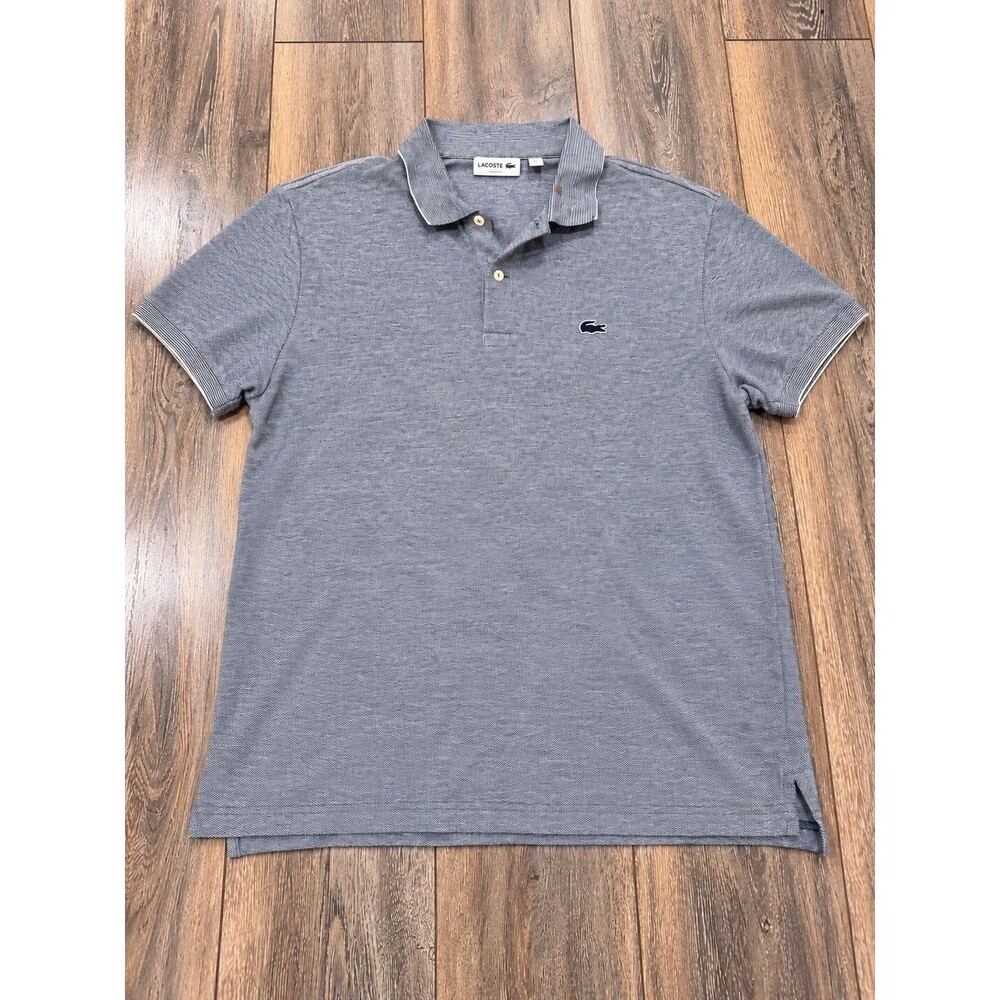 Lacoste Mens XL Slim Fit Polo Shirt Gray Heather Crocodile Logo Short Sleeve